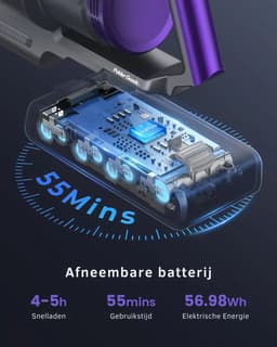 Steelstofzuiger zonder zak op accu - Vacuum cleaner - Steelstofzuigers draadloos met 4 verschillende opzetstukken - 38 kPa/450 W - Donker blauw — thumbnail 5