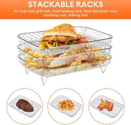 Accessoires voor Ninja Double Stake XL Airfryer - 3 Lagen Rack - 304 RVS Grid — thumbnail 6