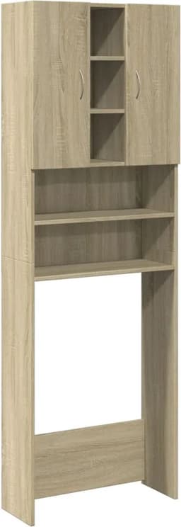 Wasmachine ombouw - Kast - Opbouwmeubel - Verhoger - Wasmachine meubel - Opbergkast - Hout - 64x25,5x190 cm - Sonoma Eiken — thumbnail 2