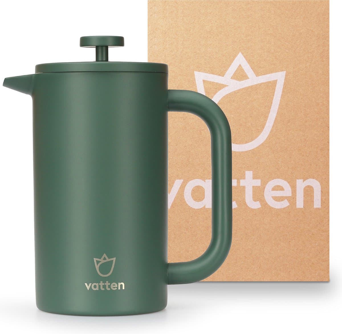 Vatten® Premium RVS French Press - Donkergroen - 1 Liter - Dubbelwandige Koffiemaker - Cafetière — afbeelding 1