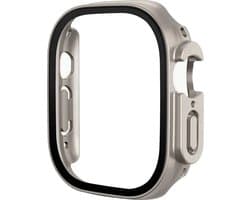 Stravo iWatch Ultra 2 / 1 Hoes - Titanium - Geschikt voor 49mm Apple Watch Ultra 2 / 1 - HD Hoge Gevoeligheid Screenprotector met TPU Allround Anti-Val Bumper Beschermhoes - Compatibel met Apple Watch Ultra 49mm