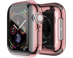 MY PROTECT - Hoesje Geschikt Voor Apple Watch Series 10 42mm Siliconen Bescherm Case - Screenprotector - Transparant/rosé