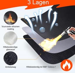 Hittebestendige Vuurvaste Siliconen Mat – Bakmat - Antislip Glasvezelmat 50x70 cm – Beschermmat voor Friteuse, Airfryer, Oven & Koffiezetapparaat - Inductie Beschermer - Hittemat - BBQ Mat — thumbnail 6