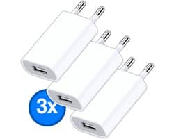 Gmedia - 5W Adapter - 3 stuks - USB stekker - USB lader - Reisstekker - Blokje - Universeel - Wit - USB Charger
