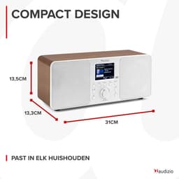 DAB radio met Bluetooth - Audizio Genua - DAB+ radio, FM radio - Auto scan - Wit — thumbnail 2