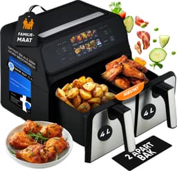 ProfiCook FR 1287 H - Dubbele Heteluchtfriteuse - 2 x 4 Liter - Met kleurendisplay - Touchscreen - 9 Programma's - 2 onafhankelijke kookzones — thumbnail 5