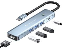 Siltcon® 6 in 1 USB C Hub – Docking Station Laptop - USB Splitter - USB C Naar HDMI – USB 3.0*3 - 4K 30Hz - Universeel - Premium Kwaliteit - Spacegrey