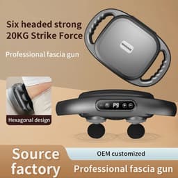 Stemily Massagepistool - 6 Koppen - 9 Modi - 9 Intensiteitsniveaus - Deep Tissue - Stil - 2000mAh Batterij - 10W - Grijs — thumbnail 4