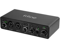 FIFINE - Ampli3 - Professionele Audio Interface - 2x XLR - 3,5 MM - 6,35 MM - 60dB - Pro Studio - Fantoomvoeding 48V - Zwart