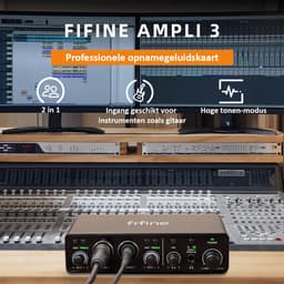 FIFINE - Ampli3 - Professionele Audio Interface - 2x XLR - 3,5 MM - 6,35 MM - 60dB - Pro Studio - Fantoomvoeding 48V - Zwart — thumbnail 3