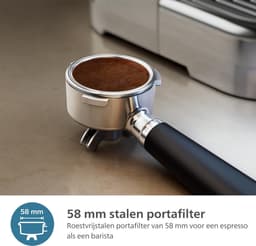 PHILIPS Barista Brew Semi Automatische Espressomachine - Enkele & Dubbele Espresso + Americano-knop, 280g Dual Bean Container, Gekalibreerd Tamponeren, Metalen Cappuccino (PSA3228/41) — thumbnail 4