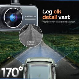 Camigoo® D1 Pro - Dual Dashcam - Dashcam Voor Auto - Ultra 4K & Full HD - Voor en Achter Camera - WiFi & GPS - 3.2 inch met App - Sony Sensor - Met 64GB SD Kaart U3 - Loop Opname - G Sensor - NL Handleiding + Systeem - Geschikt voor Verticale Ruiten! — thumbnail 4