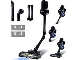 Saaf G80M Steelstofzuiger met Dweilfunctie - 8-delige set met Buigbare Steel - 22Kpa - Stofzuiger zonder Zak - 150W - Draadloos - Zwart