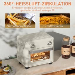 ZYLARO mini Airfryer oven - Vrijstaande Elektrische Oven - AirFryer, Bakken, Grillen en meer - 10 Liter - 1000 Watt - Vintage crème wit — thumbnail 5