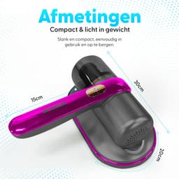 Roxa Huisstofmijt stofzuiger - UV Lamp Sterilisator - Reiniger - Bank & Matras - Tapijt - Meubel & Zetel - Machine - Bacterie, Mijt & Schimmel Bestrijder - Zonder Zak - USB-C Opladen - Paars/grijs — thumbnail 4
