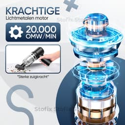 Stofix® Auto Stofzuiger Draadloos - Nat & Droog - Kruimelzuiger - Kruimeldief - Handstofzuiger - Kleine Stofzuiger - Draadloze stofzuiger - Air Duster - Zwart Met Blaasfunctie & 5 Opzetstukken — thumbnail 3