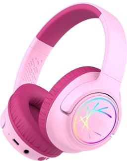 StayPowered Koptelefoon voor Kinderen - de Ultieme Kinderhoofdtelefoon met 43 Uur Speeltijd en Veilige Volumebegrenzing - Ingebouwde Verlichting - Opvouwbaar Ontwerp - USB C - Bedraad/Bluetooth - Roze - Levering Sneller dan Aangegeven! — thumbnail 1