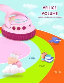 StayPowered Koptelefoon voor Kinderen - de Ultieme Kinderhoofdtelefoon met 43 Uur Speeltijd en Veilige Volumebegrenzing - Ingebouwde Verlichting - Opvouwbaar Ontwerp - USB C - Bedraad/Bluetooth - Roze - Levering Sneller dan Aangegeven! — thumbnail 3