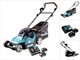 Makita DLM 432 RT2 accu grasmaaier 36 V ( 2x 18 V ) 43 cm borstelloos + 2x accu 5.0 Ah + lader — thumbnail 1