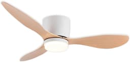 Betaalbare Goederen® plafondventilator met verlichting - wit met hout - 52 inch - plafondventilator - badkamer ventilator - plafondventilator slaapkamer — thumbnail 1