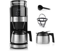 Barista koffiemachine met digitaal touchdisplay 800W zwart met koffiemolen + thermoskan