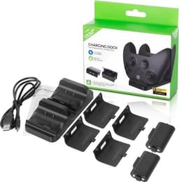 Oplaadstation voor de XBOX Series X/S & XBOX ONE X/S - Black Docking Station INCL. 2 Accu's & 2 Xbox One Kapjes & 2 Xbox Series Kapjes — thumbnail 1