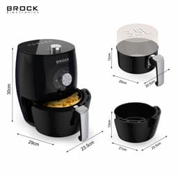 Brock Electronics Airfryer 3,5L – Heteluchtfriteuse zonder Olie – PFAS-vrij – 1300-1500W – Zwart – 6 Automatische Programma’s – Gezond Frituren – Compacte Airfryer voor Gezin of Single’s – Zwart — thumbnail 7