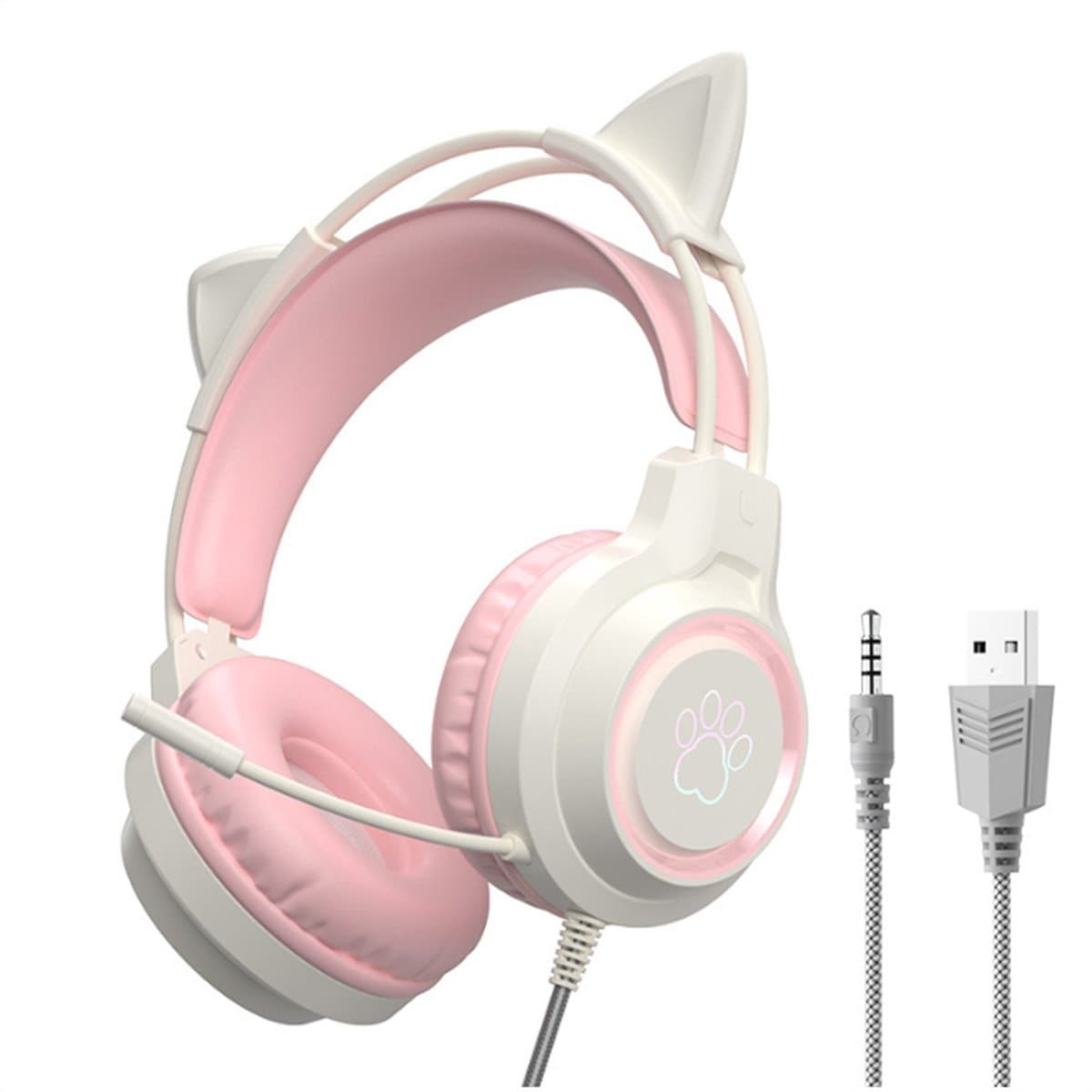 KINSI Gaming Headset met Kattenoren - Ruisonderdrukkende Microfoon 360°, RGB Verlichting & Comfortabele Oorkussens — afbeelding 1
