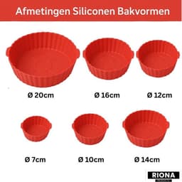Riona Airfryer bakvorm 7stuks silicone -ovenschaal-Heteluchtoven set 6+1 stuks - rood -accesoires airfryer - cupcakes - Black Friday acties - Cyber Monday deal — thumbnail 5