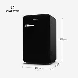 Klarstein Mini-Koelkast Audrey Evo 90L retro Mini Koelkast - Stil 40 dB, Compacte Kleine Koelkast met Verstelbare Voeten, Omkeerbare Deur, mechanische Thermostaat, Zwart - voor Hotelkamer voor Slaapkamer - Geruisloos - Mini Fridge — thumbnail 4