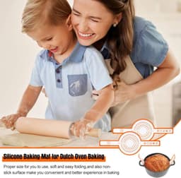 Bakmatten - Siliconen Bakmat - 2 Stuks - Broodslinger - Broodbakmat - Broodlussen - Bakmat Voor Oven - Niet Plakkend - Makkelijk Schoon Te Maken - Met Lange Handgreep - Herbruikbare - Geschikt Voor Airfryer / Oven / Magnetron - 52,5×21,5×0.04cm — thumbnail 6