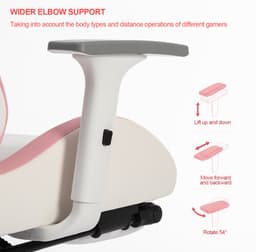 FOXSPORT Gamestoel - Gaming Chair - Ergonomisch - Verstelbaar - Met lendensteun en hoofdsteun - Met voetsteun - Bureaustoel - Racing -Wit/Roze — thumbnail 3
