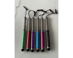 6 Stuks Uitschuifbare Touch Pen / Touchstift / Universeel / Compacte Stylus Pen / Touchscreen Pen / Tablet & Telefoon Touch Stift - Groen|Rood|Paars|Blauw|Roze|Zwart