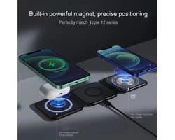 QI lader. 3 in 1 Magnetische draadloze opvouwbare snel lader QI. Geschikt voor oa. Apple en Samsung