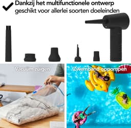 Brixy 4-in-1 Air Duster - Perslucht - 53K RPM - Blazen En Zuigen - Compressed Air - Draadloos En Oplaadbaar - Zwart — thumbnail 5