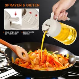 SEVENMOON® 2-in-1 Olijfolie Sprayer – 470 ml – Giet- en Sprayfunctie – Navulbare Glazen Oliefles – Ideaal voor BBQ, Airfryer en Gezond Koken" — thumbnail 5