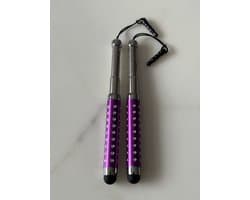 2 Stuks Uitschuifbare Touch Pen / Touchstift / Universeel / Compacte Stylus Pen / Touchscreen Pen / Tablet & Telefoon Touch Stift - Paars