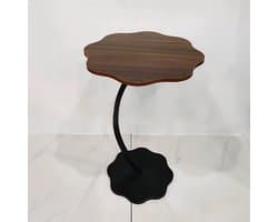 Bijzettafel - Bijzettafel bloemvormig - Laptoptafel - Tafeltje - Banktafel - Bedtafel - Laptop desk - Koffietafel - Bruin