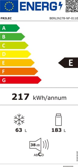 Frilec BERLIN278-NF-011E - Inbouw koel-vriescombinatie - 246 liter - No Frost - Drankenrek — thumbnail 2