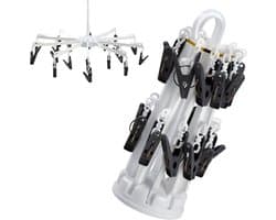 KADAX Sockentdroger, draaibaar wasrek, droogmolen van kunststof, minitdroger met draaibaar 360°-mechanisme, droger voor ondergoed, sokken (wit/16 klemmen)