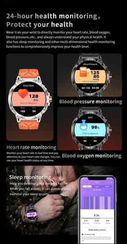 Knobbout 1.85 inch HD Sport Smartwatch - 760mAh Battery -Voorzien van GPS, AI-assistent & Bluetooth-bellen -Alles-in-één: Gezondheid, sport, communicatie & lifestyle-Stijlvol, slim en volledig aanpasbaar aan jouw leven-Zwart staal+ rubber horlogeband — thumbnail 6