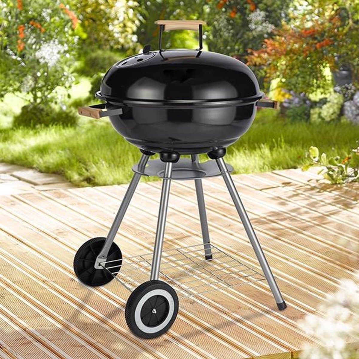 Kogelgrill met 2 wielen - 46 x 46 x 79 cm — afbeelding 1