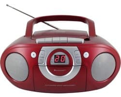 Soundmaster SCD5100RO - Boombox met FM-radio, CD- en cassettespeler, rood