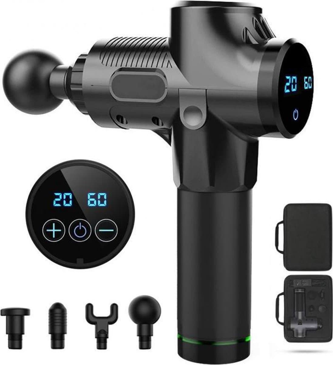 Massage Gun + 4 Opzetstukken | Zwart — afbeelding 1
