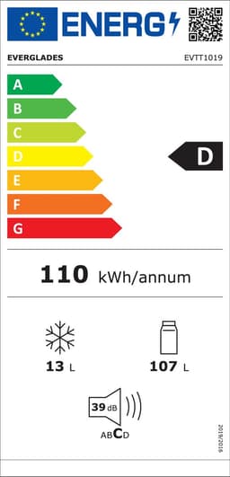 Everglades EVTT1019 - Tafelmodel Koelkast - Wit - 120 Liter - D Klasse 110 kWh per jaar - 5 Jaar Garantie — thumbnail 2