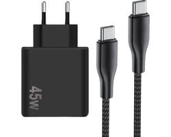 45w usb C adapter geschikt voor Samsung super fast charging 2.0 - 1m - zwart