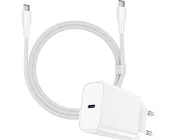 usb C oplader - snellader - usb C power adapter - 30w - met usb C kabel - usb C naar usb C - 2 meter - lang - voor telefoon, tablet, laptop