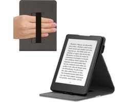 kwmobile e-reader hoesje geschikt voor Kobo Aura Edition 2 hoes - Ereader flip case met standaard - Kunstleren e reader cover - Magnolia design in taupe / wit / donkergrijs