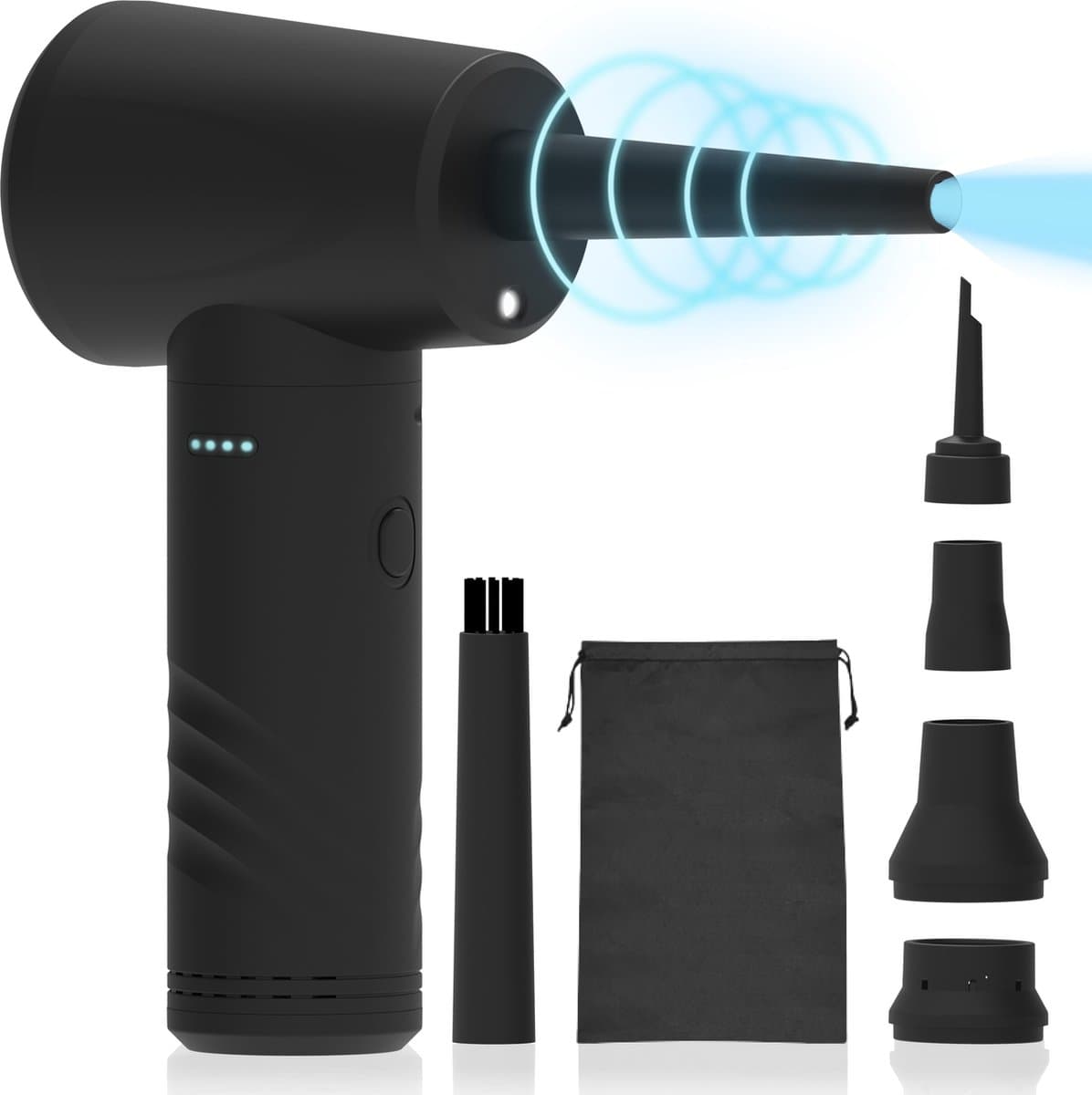 Brixy 4-in-1 Air Duster - Perslucht - 53K RPM - Blazen En Zuigen - Compressed Air - Draadloos En Oplaadbaar - Zwart — afbeelding 1