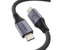 Voomy 100W USB C Kabel - USB C naar USB C - 2 Meter - USB 3.2 - 20Gbps - 4K Ultra HD - Oplaadkabel, Snellader & Datakabel - Geschikt voor Smartphone, Laptop & Tablet - Gevlochten kabel